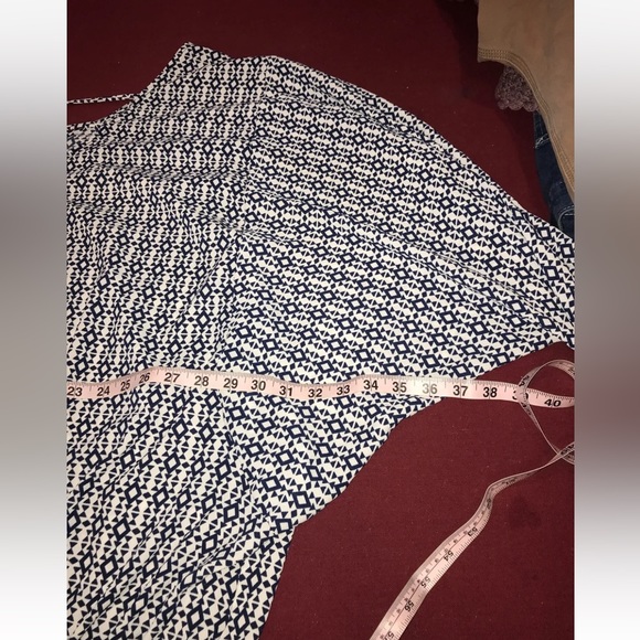 Torrid 5 blue blouse Oversized pullover boho beach Tunic cold shoulder geometric - Picture 7 of 9